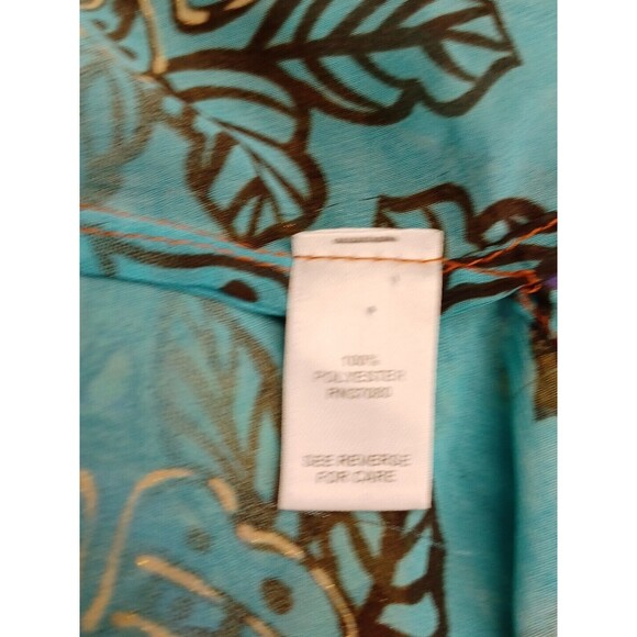 Cato Chiffon Blouse Turquoise Brown Gold Sz 22/24W - Picture 10 of 11